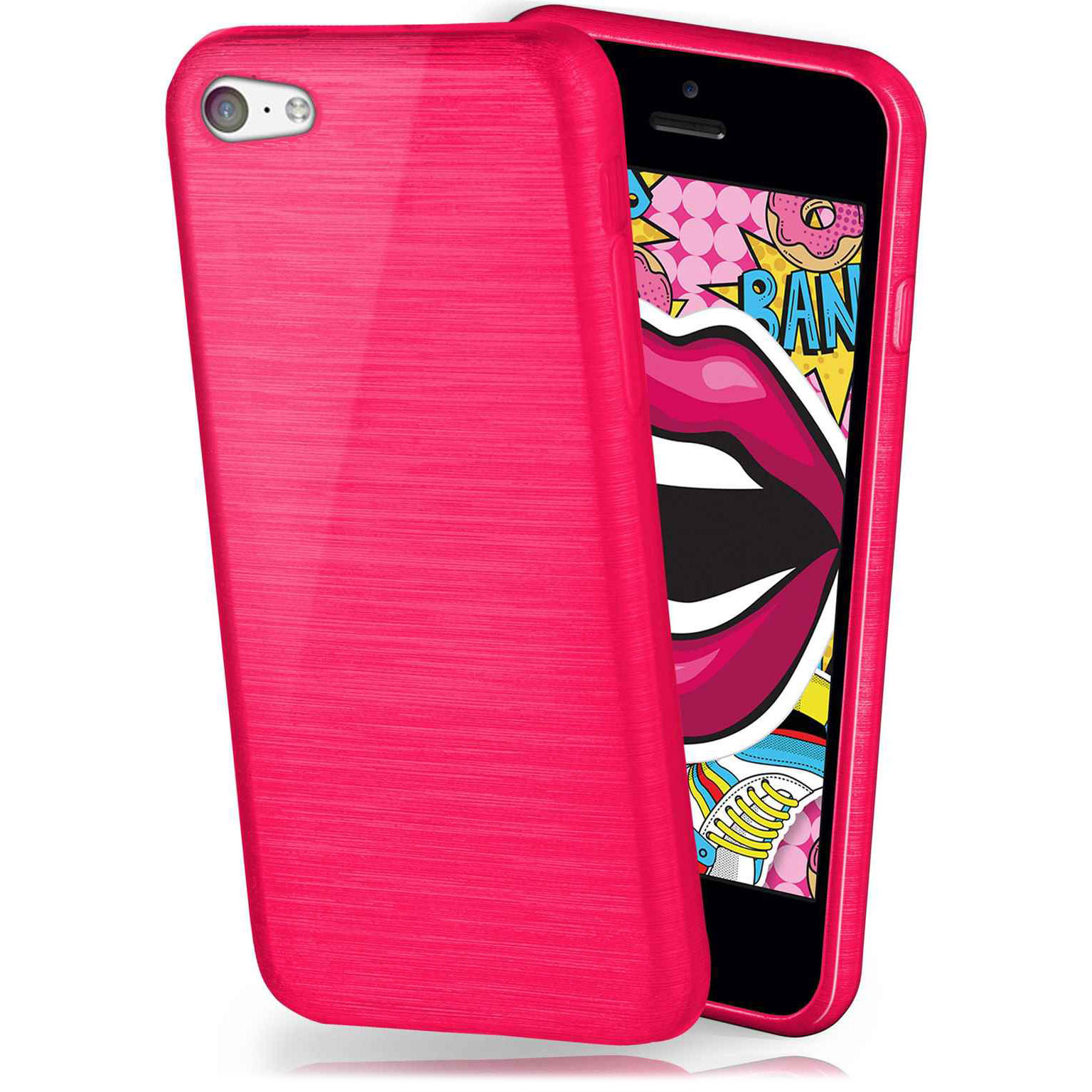 moex Brushed Case für iPhone 5c – Silikon Handyhülle, Backcover in Aluminium Optik – undefined