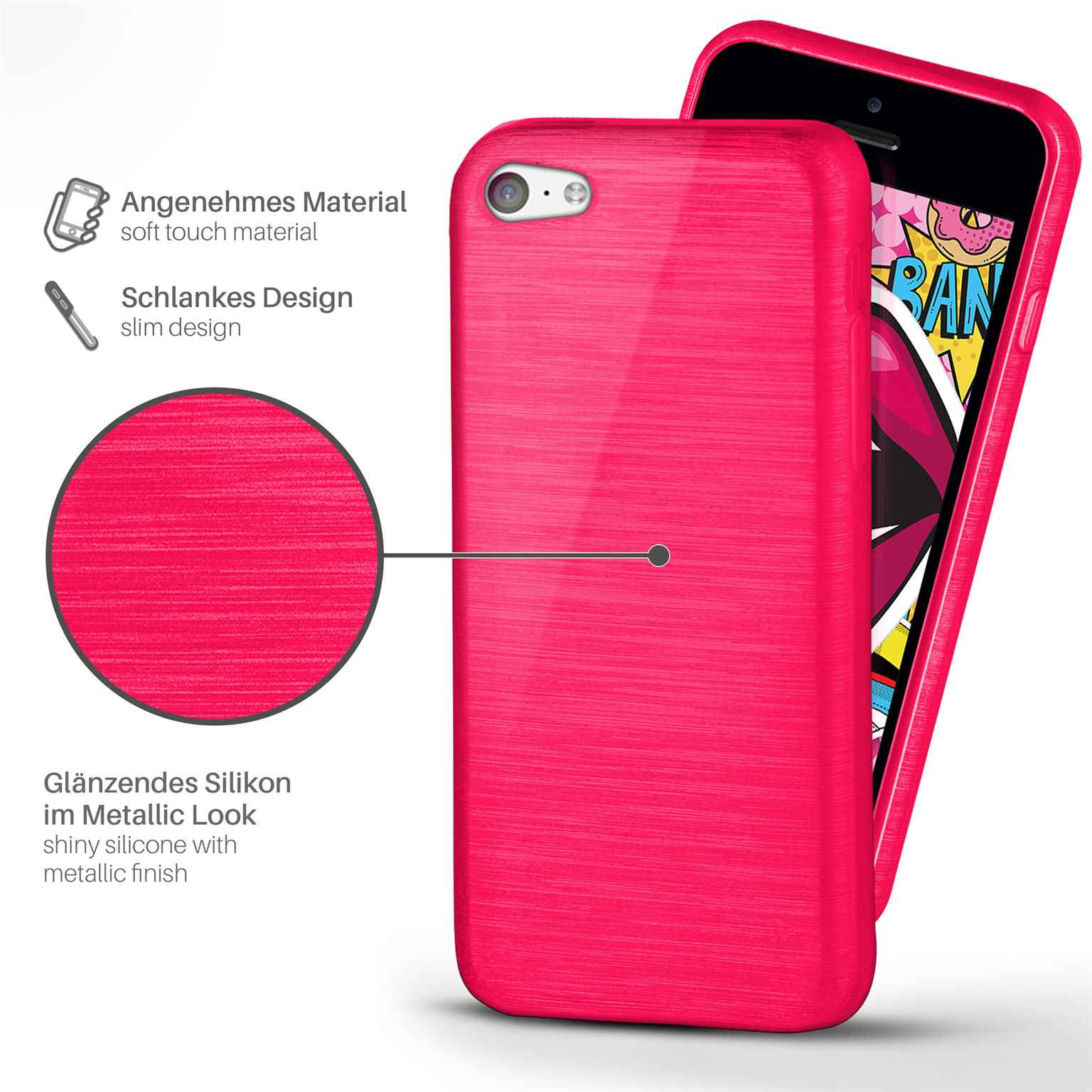 moex Brushed Case für iPhone 5c – Silikon Handyhülle, Backcover in Aluminium Optik – Weiteres Produktbild 1