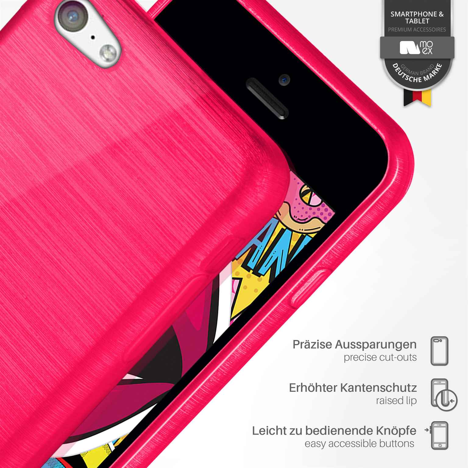 moex Brushed Case für iPhone 5c – Silikon Handyhülle, Backcover in Aluminium Optik – Weiteres Produktbild 2
