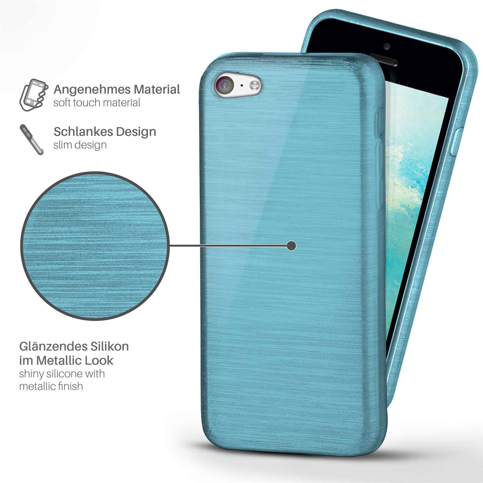 moex Brushed Case für iPhone 5c – Silikon Handyhülle, Backcover in Aluminium Optik – Weiteres Produktbild 1