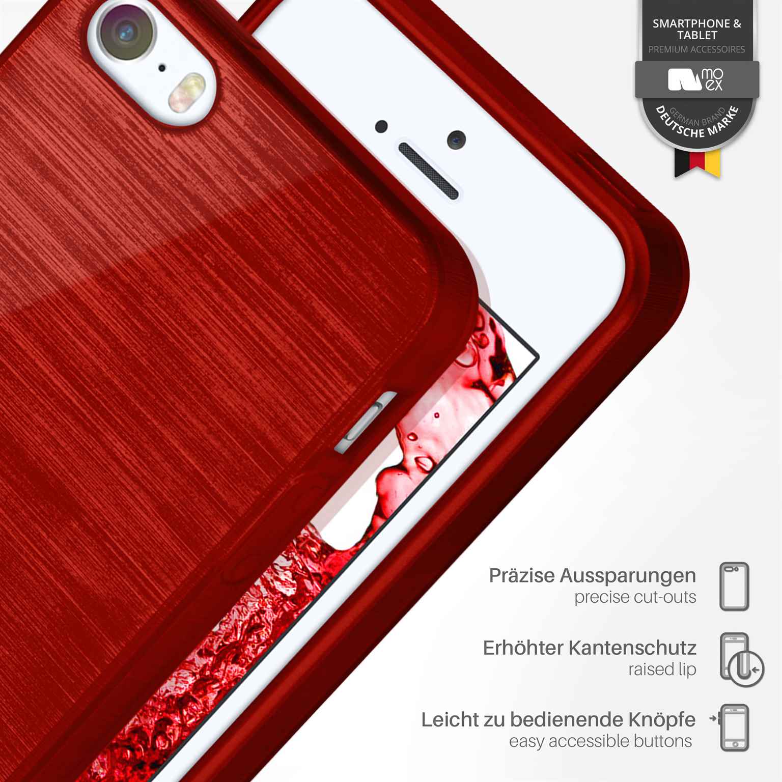 moex Brushed Case für iPhone 5s – Silikon Handyhülle, Backcover in Aluminium Optik – Weiteres Produktbild 3