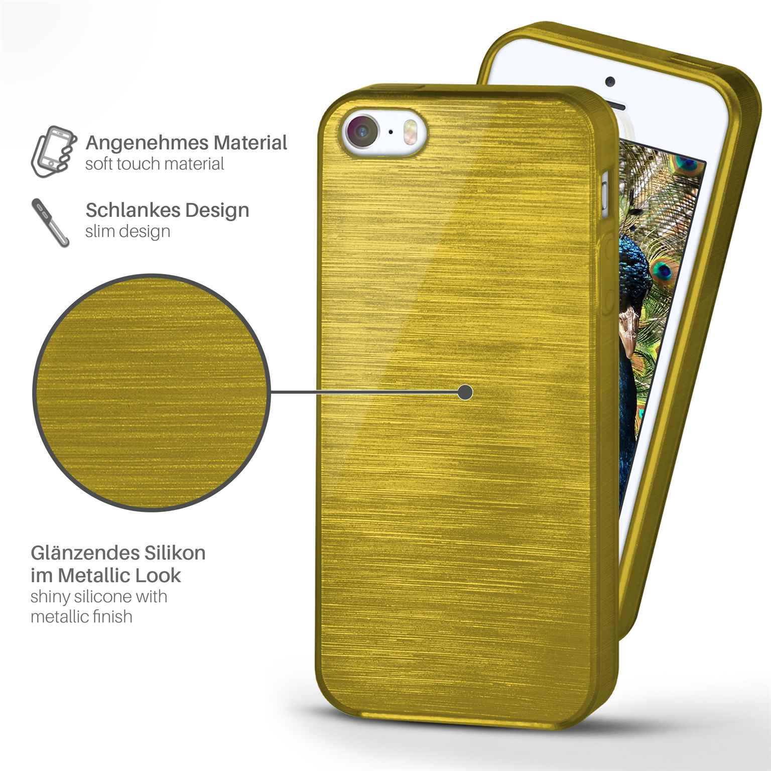 moex Brushed Case für iPhone 5s – Silikon Handyhülle, Backcover in Aluminium Optik – Weiteres Produktbild 2