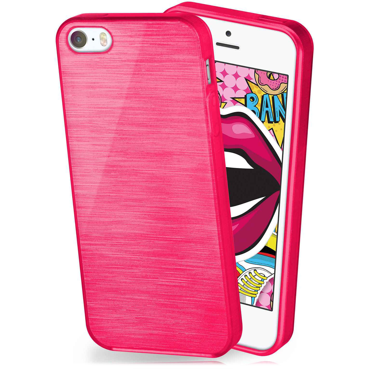 moex Brushed Case für iPhone 5s – Silikon Handyhülle, Backcover in Aluminium Optik – Weiteres Produktbild 1
