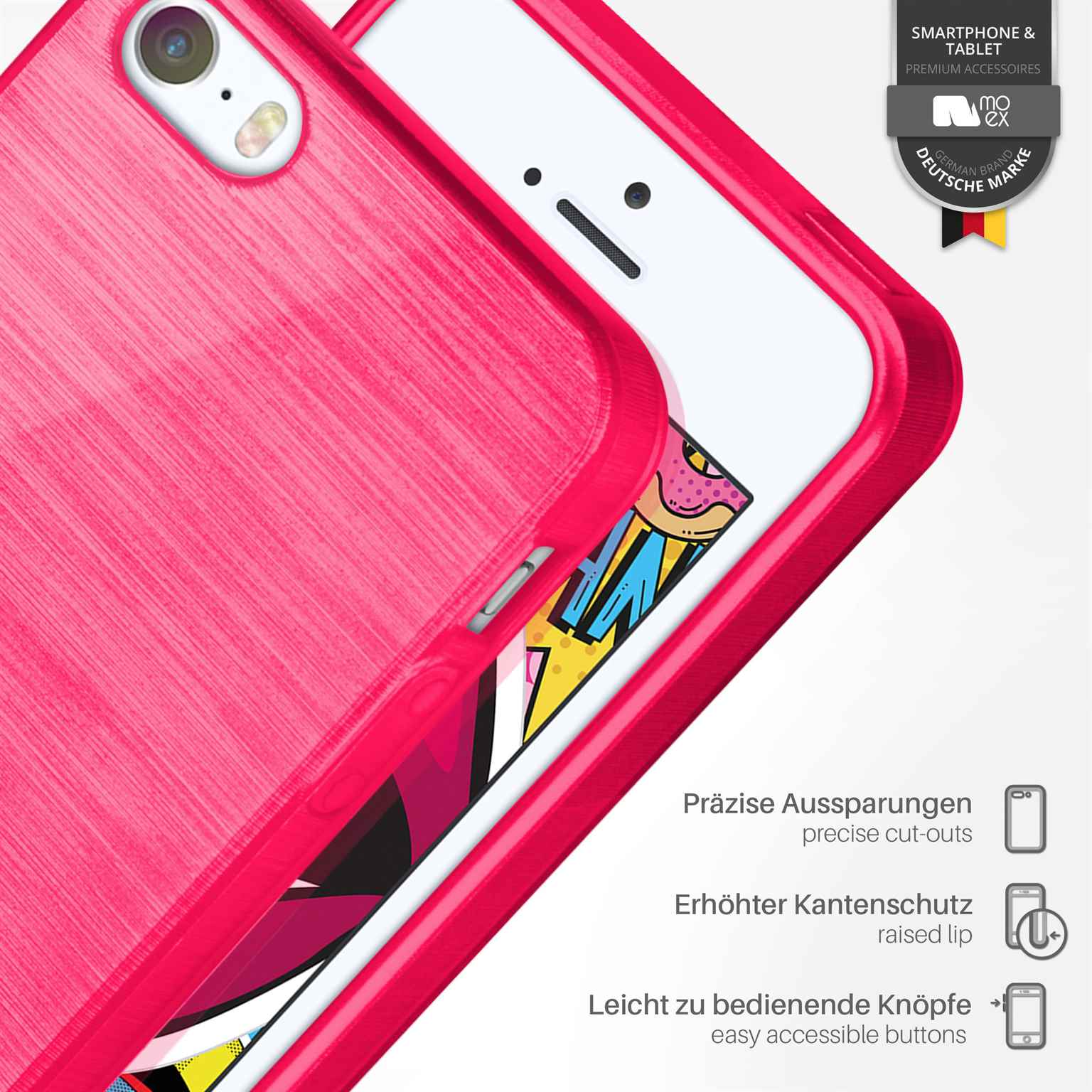 moex Brushed Case für iPhone 5s – Silikon Handyhülle, Backcover in Aluminium Optik – Weiteres Produktbild 3