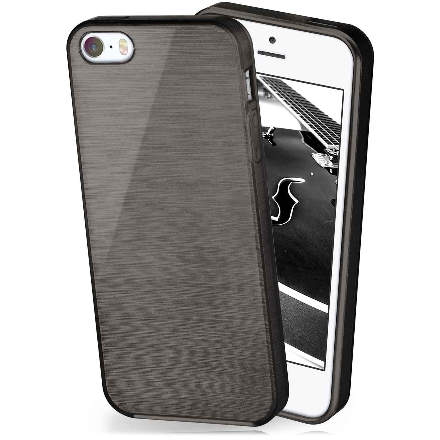 moex Brushed Case für iPhone 5s – Silikon Handyhülle, Backcover in Aluminium Optik – Weiteres Produktbild 1