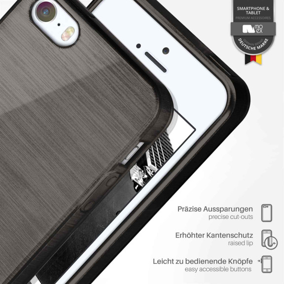 moex Brushed Case für iPhone 5s – Silikon Handyhülle, Backcover in Aluminium Optik – Weiteres Produktbild 3