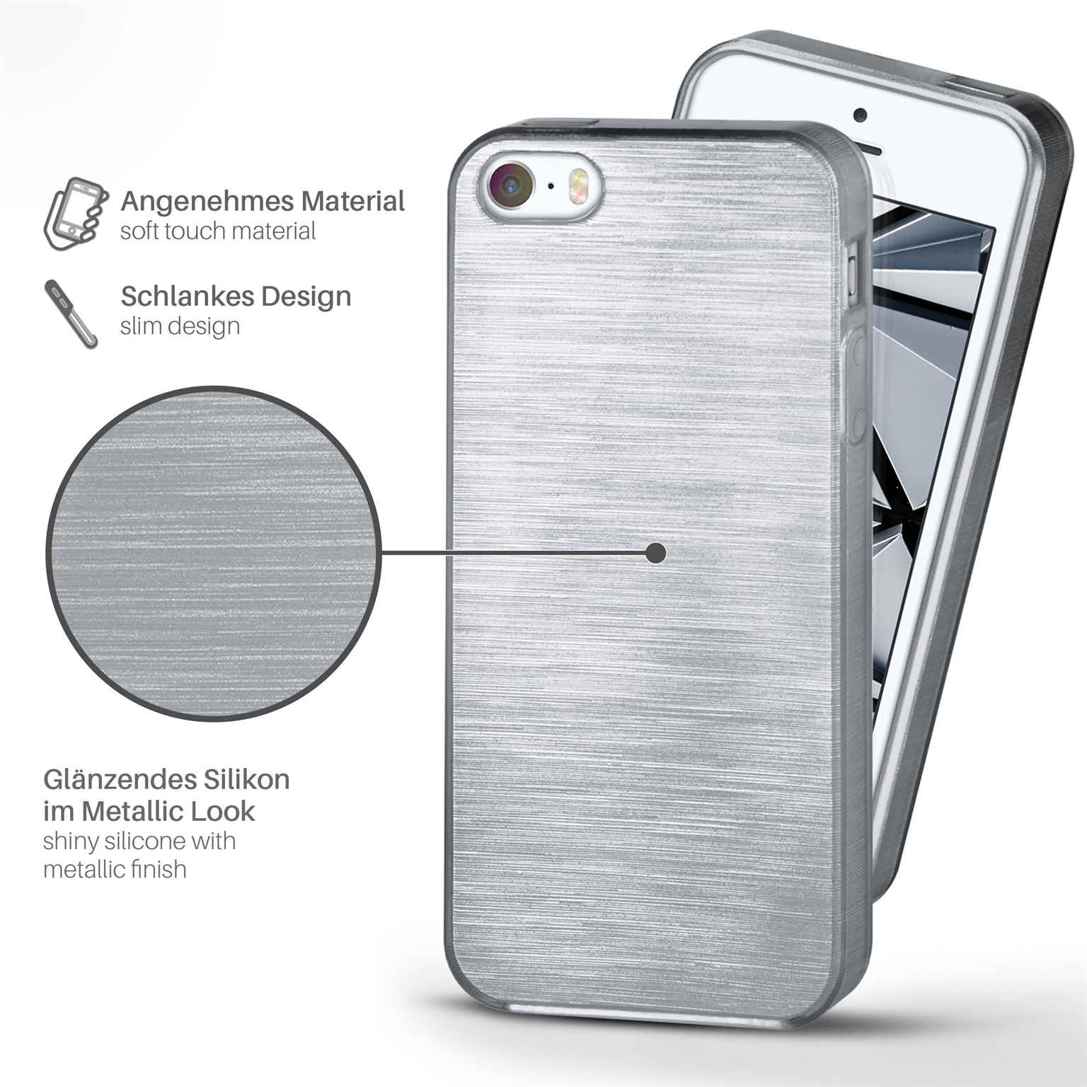 moex Brushed Case für iPhone 5s – Silikon Handyhülle, Backcover in Aluminium Optik – Weiteres Produktbild 2