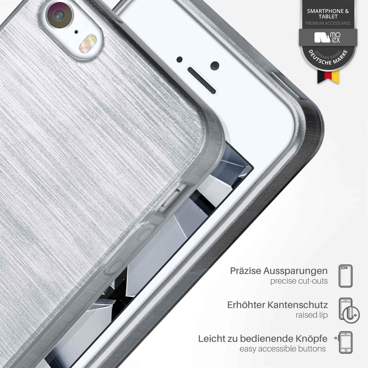 moex Brushed Case für iPhone 5s – Silikon Handyhülle, Backcover in Aluminium Optik – Weiteres Produktbild 3