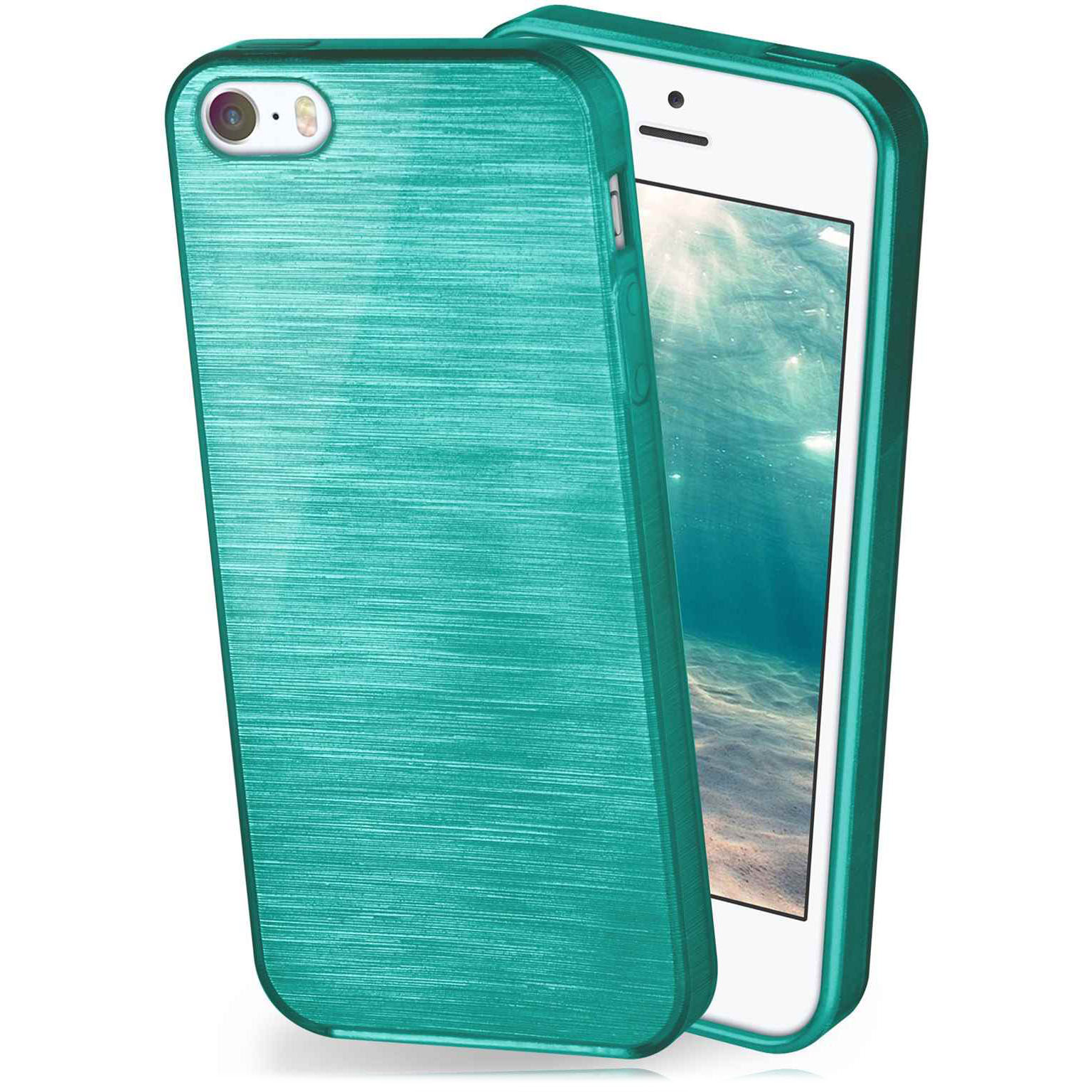 moex Brushed Case für iPhone 5s – Silikon Handyhülle, Backcover in Aluminium Optik – undefined
