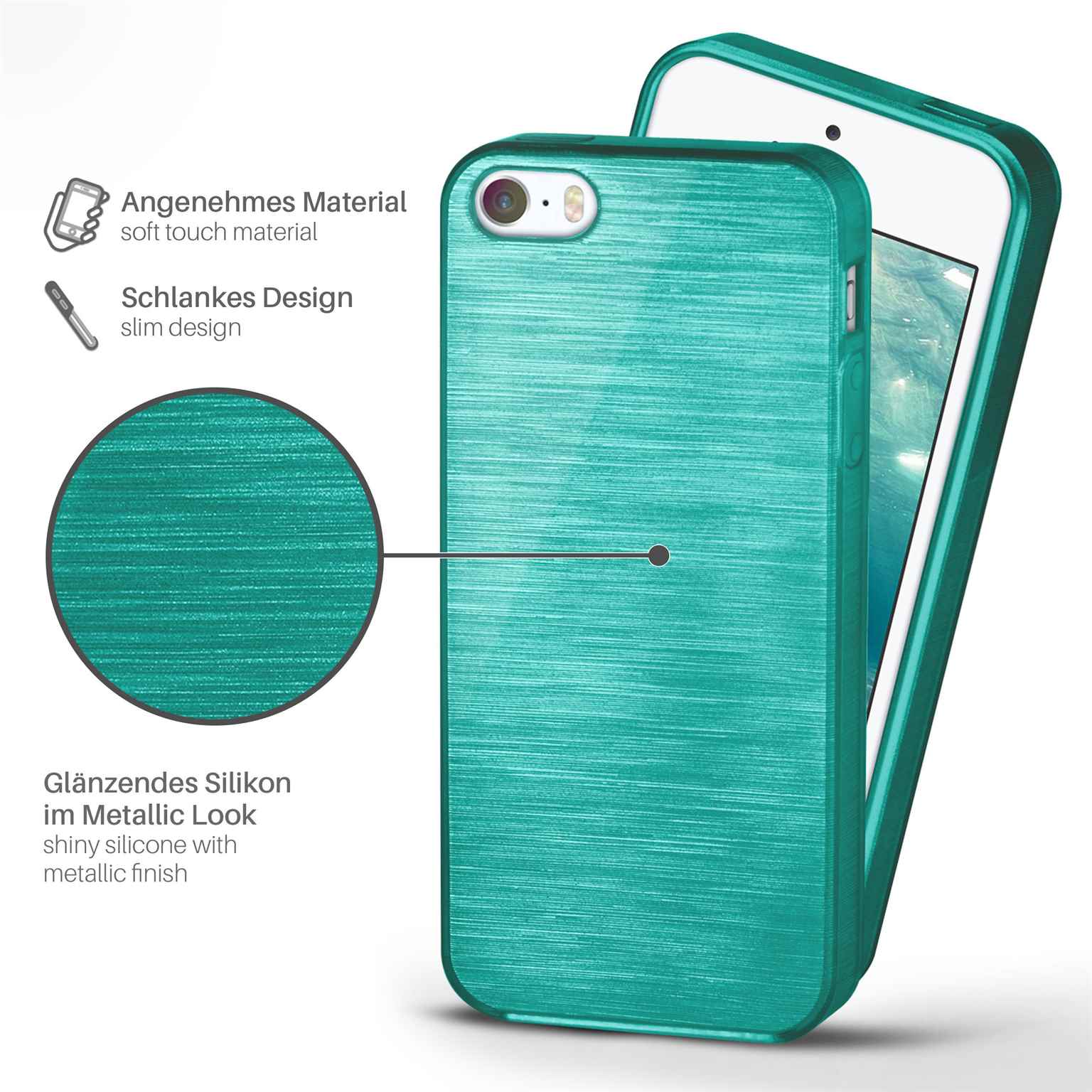 moex Brushed Case für iPhone 5s – Silikon Handyhülle, Backcover in Aluminium Optik – Weiteres Produktbild 2 moex Brushed Case für iPhone 5s – Silikon Handyhülle, Backcover in Aluminium Optik – Weiteres Produktbild 2