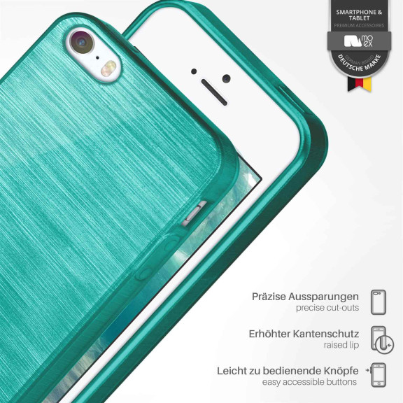 moex Brushed Case für iPhone 5s – Silikon Handyhülle, Backcover in Aluminium Optik – Weiteres Produktbild 3
