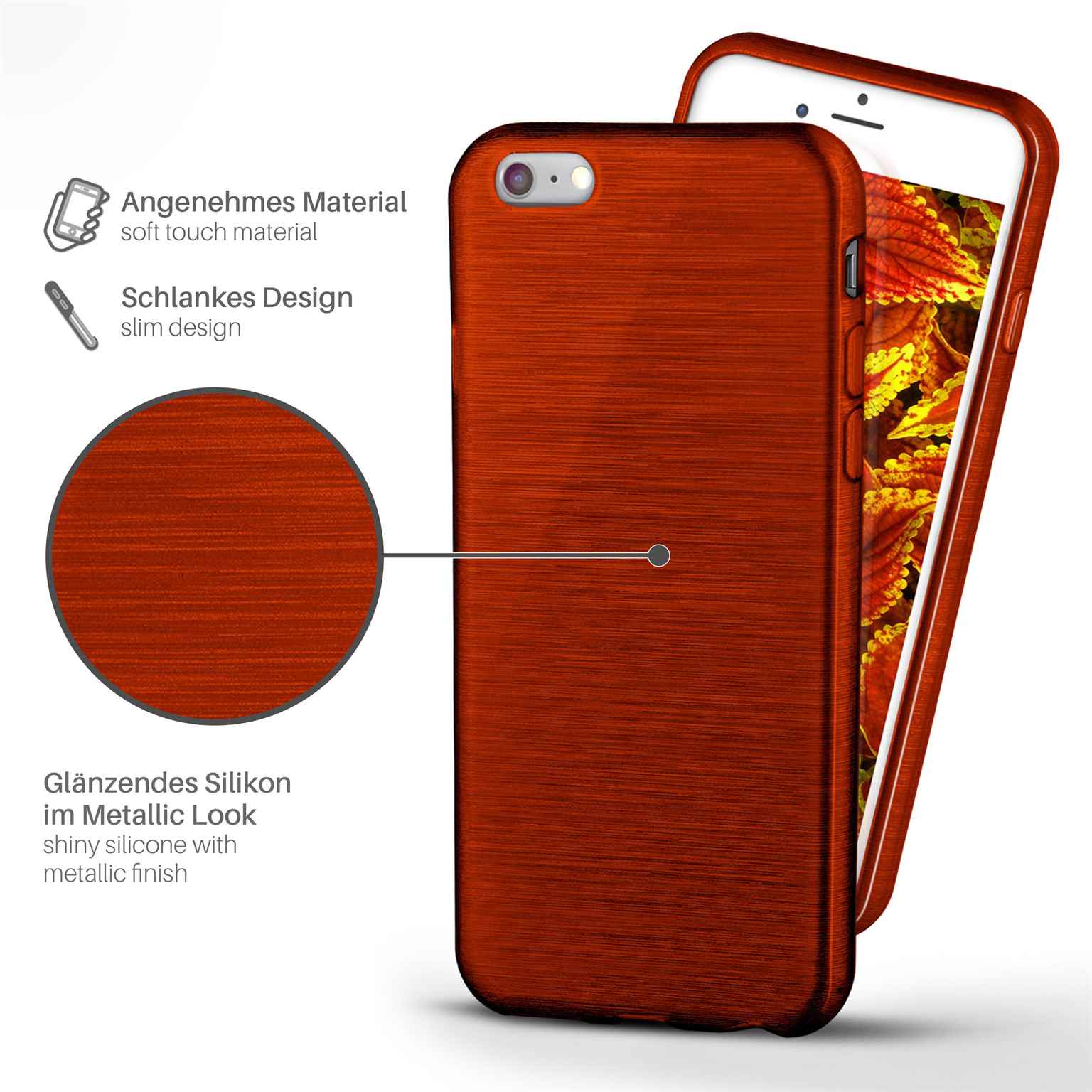 moex Brushed Case für iPhone 6 Plus – Silikon Handyhülle, Backcover in Aluminium Optik – Weiteres Produktbild 2