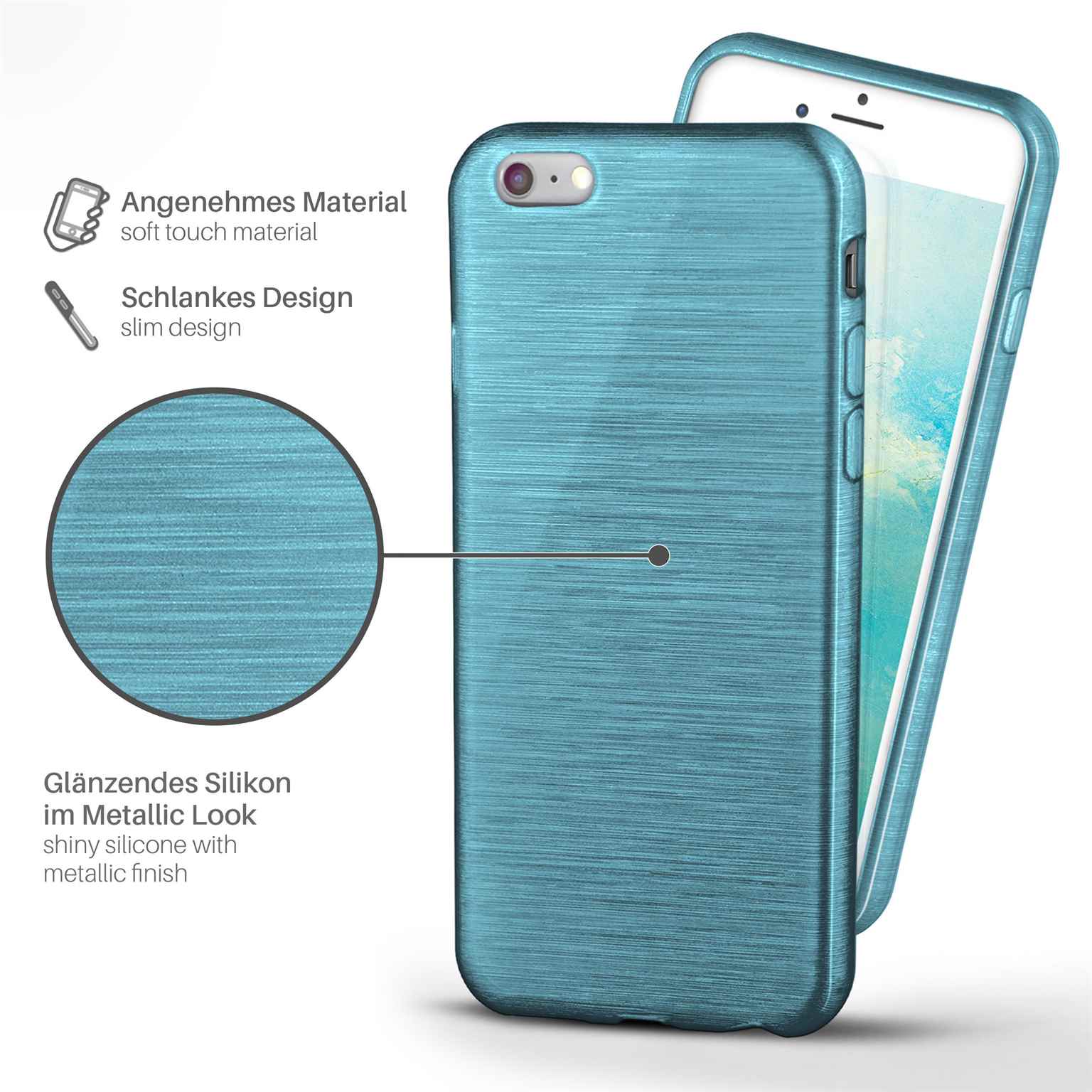 moex Brushed Case für iPhone 6 Plus – Silikon Handyhülle, Backcover in Aluminium Optik – Weiteres Produktbild 2