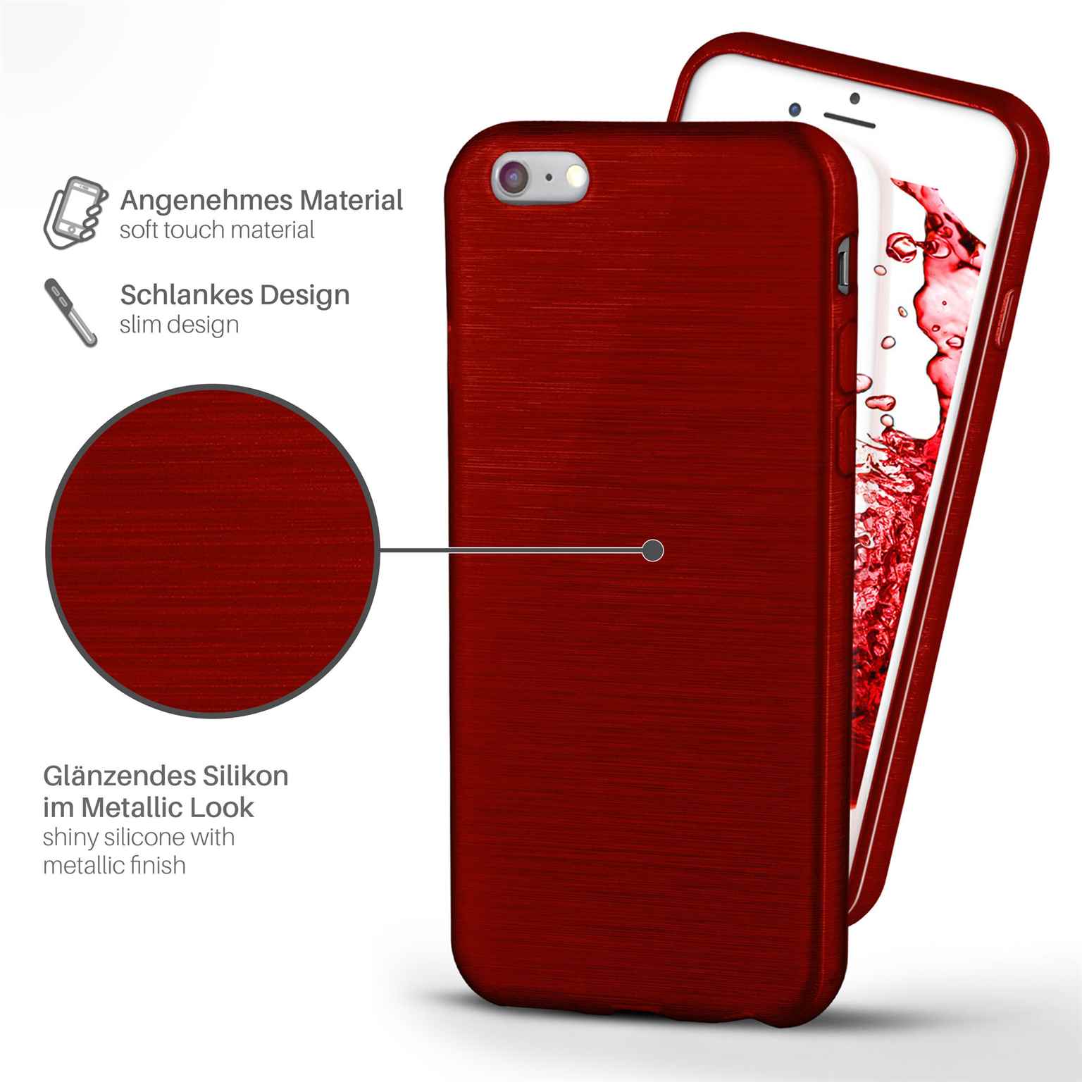 moex Brushed Case für iPhone 6 – Silikon Handyhülle, Backcover in Aluminium Optik – Weiteres Produktbild 1