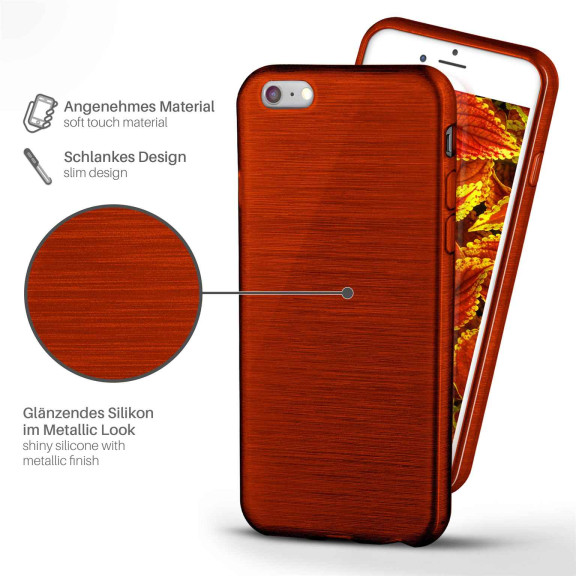 moex Brushed Case für iPhone 6 – Silikon Handyhülle, Backcover in Aluminium Optik – Weiteres Produktbild 2