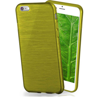 moex moex Brushed Case für iPhone 6s – Silikon Handyhülle, Backcover in Aluminium Optik – Lime-Green