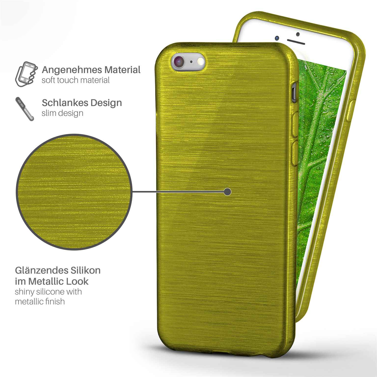 moex Brushed Case für iPhone 6s – Silikon Handyhülle, Backcover in Aluminium Optik – Weiteres Produktbild 2