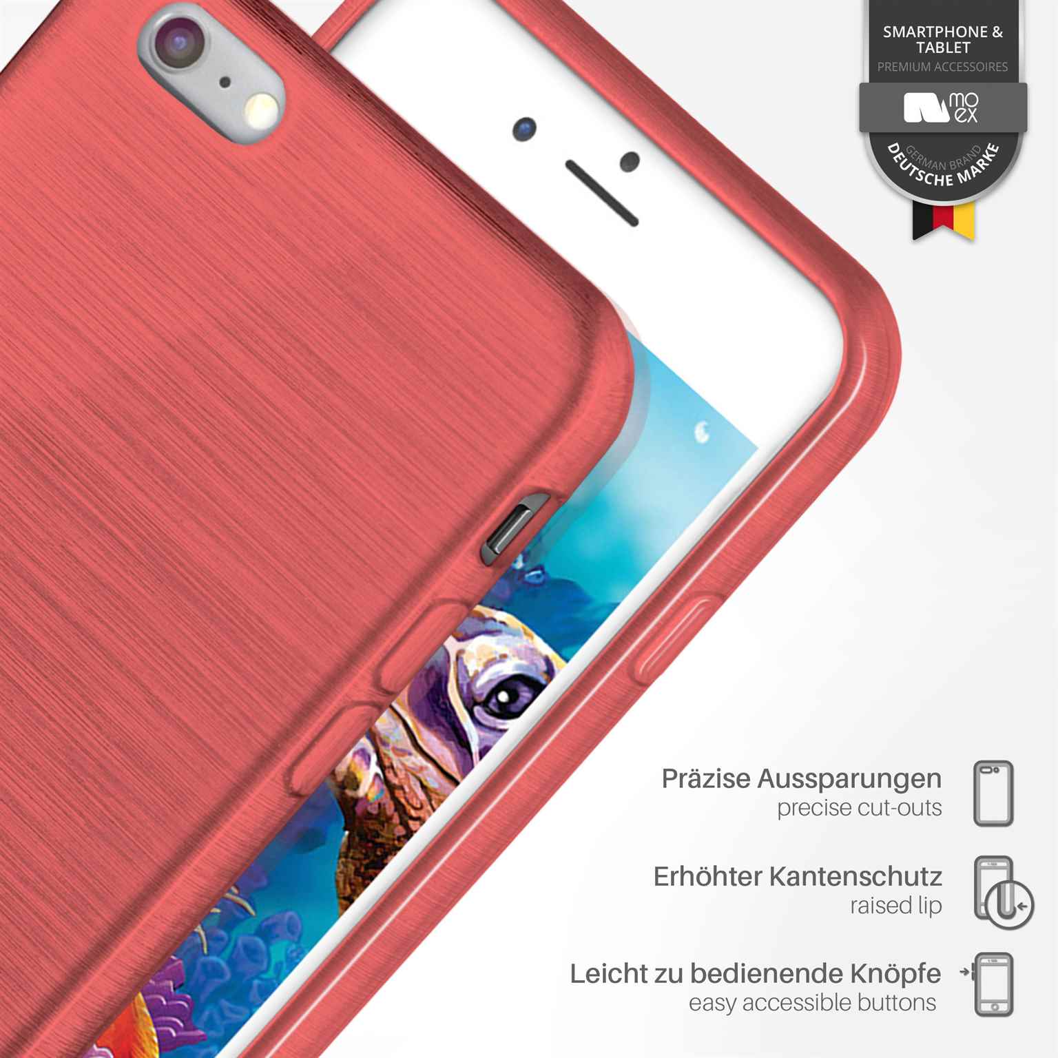 moex Brushed Case für iPhone 6s – Silikon Handyhülle, Backcover in Aluminium Optik – Weiteres Produktbild 3