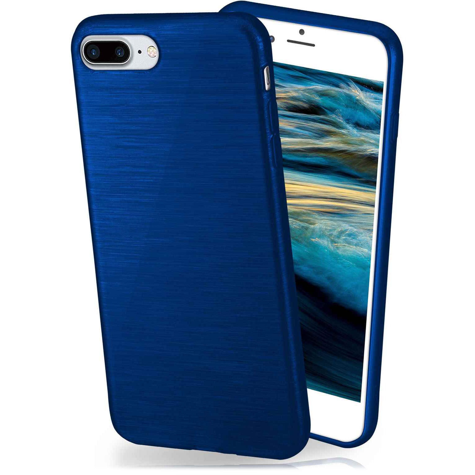 moex Brushed Case für iPhone 7 Plus – Silikon Handyhülle, Backcover in Aluminium Optik – Weiteres Produktbild 1