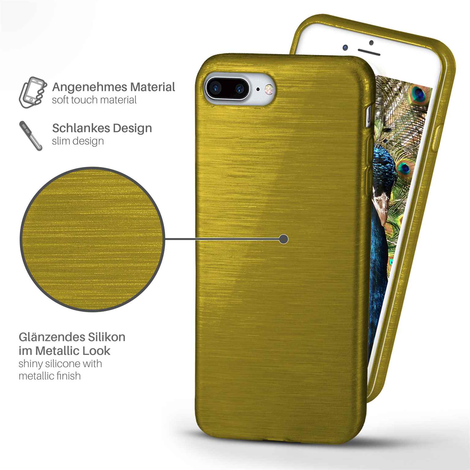 moex Brushed Case für iPhone 7 Plus – Silikon Handyhülle, Backcover in Aluminium Optik – Weiteres Produktbild 2