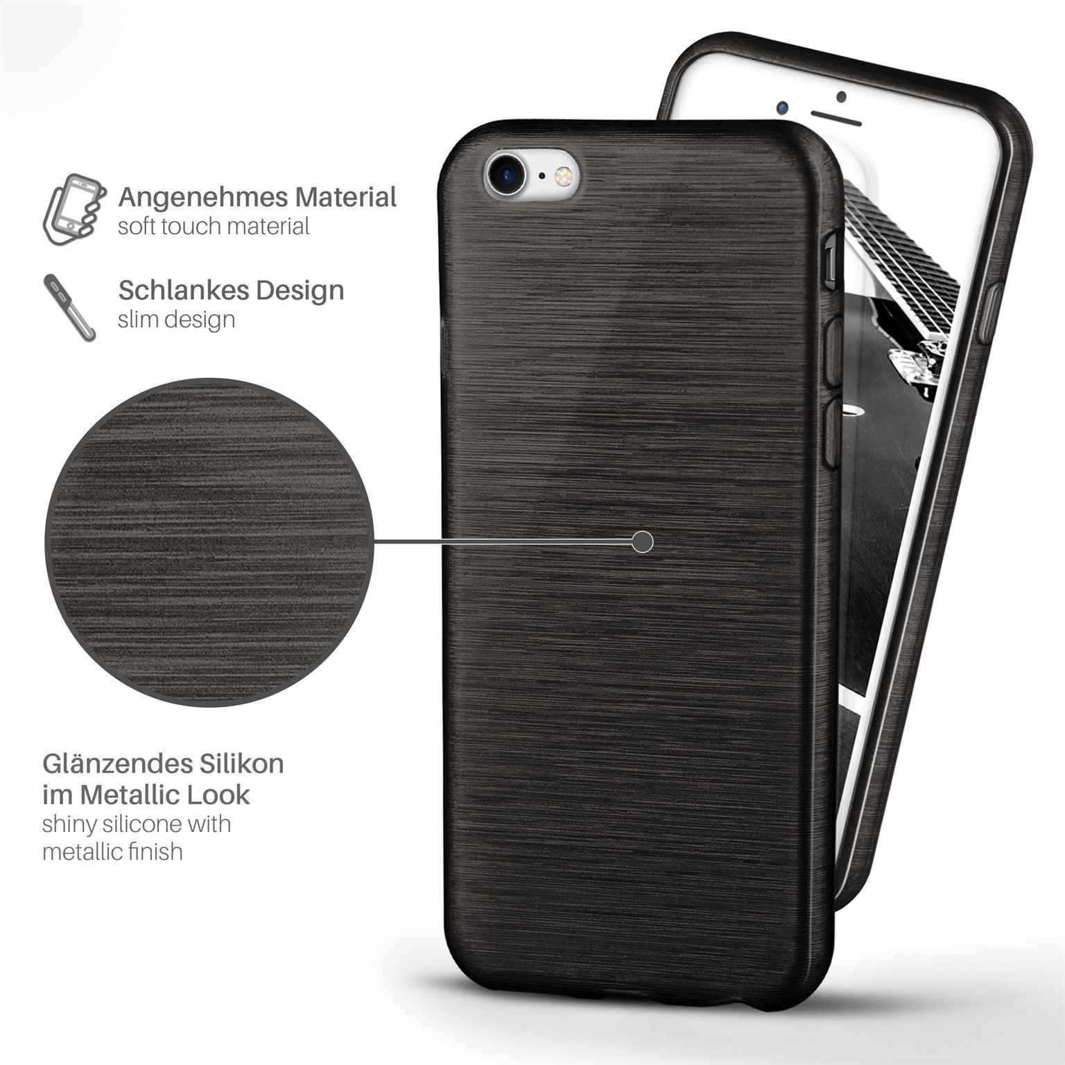 moex Brushed Case für iPhone 7 – Silikon Handyhülle, Backcover in Aluminium Optik – Weiteres Produktbild 2
