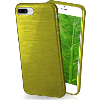 moex moex Brushed Case für iPhone 8 Plus – Silikon Handyhülle, Backcover in Aluminium Optik – Lime-Green