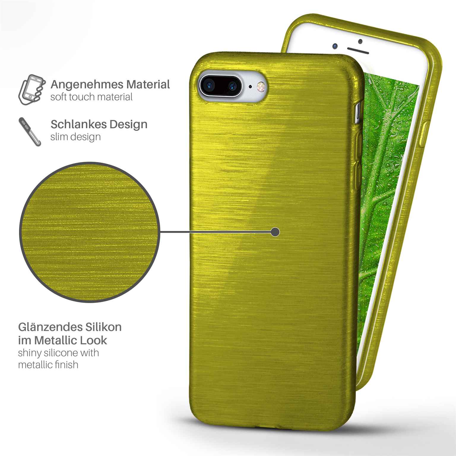 moex Brushed Case für iPhone 8 Plus – Silikon Handyhülle, Backcover in Aluminium Optik – Weiteres Produktbild 2
