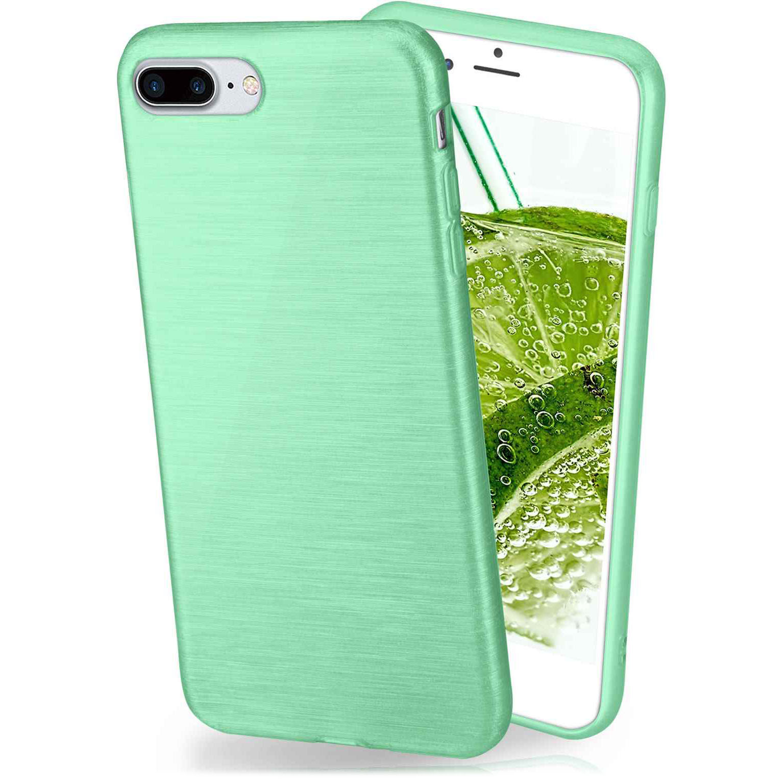moex Brushed Case für iPhone 8 Plus – Silikon Handyhülle, Backcover in Aluminium Optik – Weiteres Produktbild 1