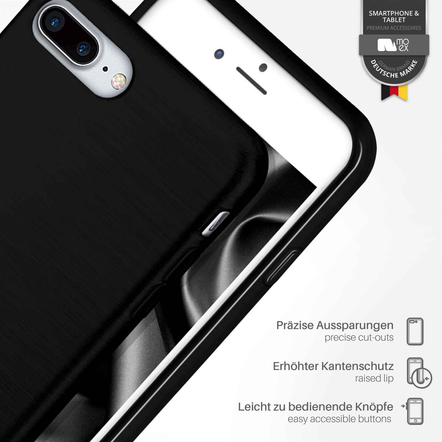 moex Brushed Case für iPhone 8 Plus – Silikon Handyhülle, Backcover in Aluminium Optik – Weiteres Produktbild 3