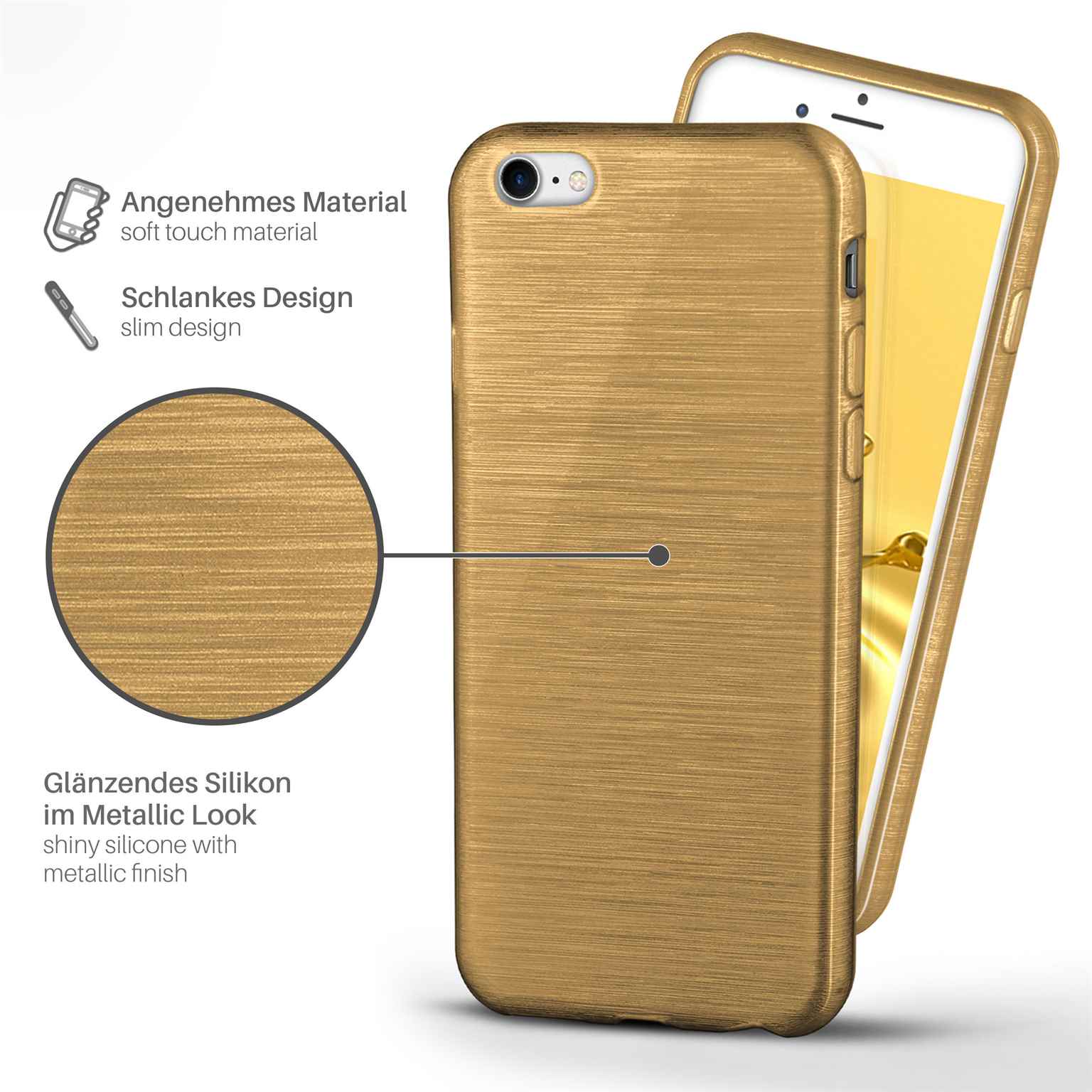 moex Brushed Case für iPhone 8 – Silikon Handyhülle, Backcover in Aluminium Optik – Weiteres Produktbild 2