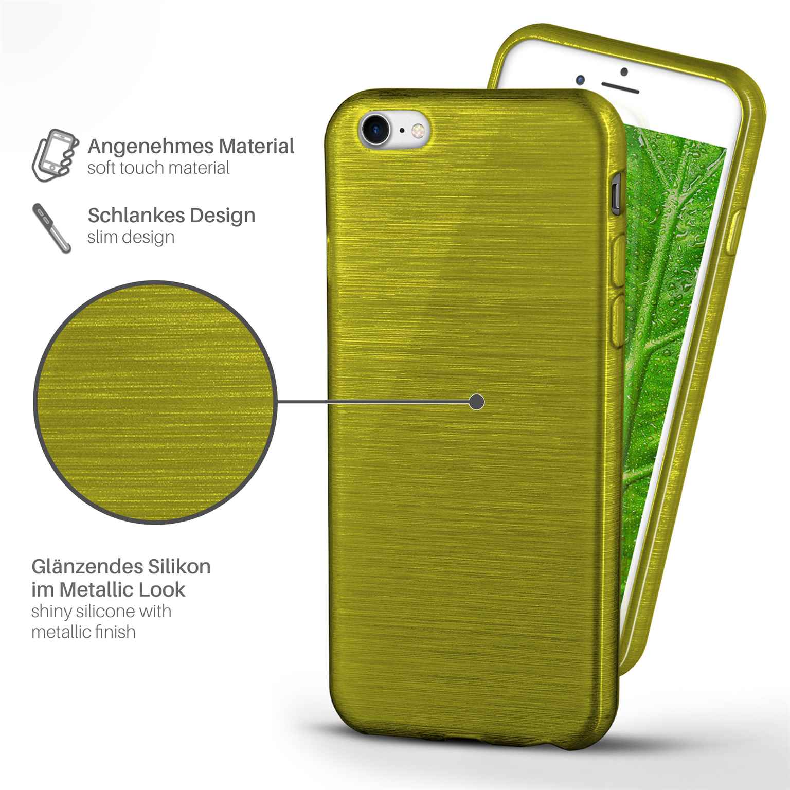 moex Brushed Case für iPhone 8 – Silikon Handyhülle, Backcover in Aluminium Optik – Weiteres Produktbild 2