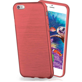 moex moex Brushed Case für iPhone 8 – Silikon Handyhülle, Backcover in Aluminium Optik – Coral-Red