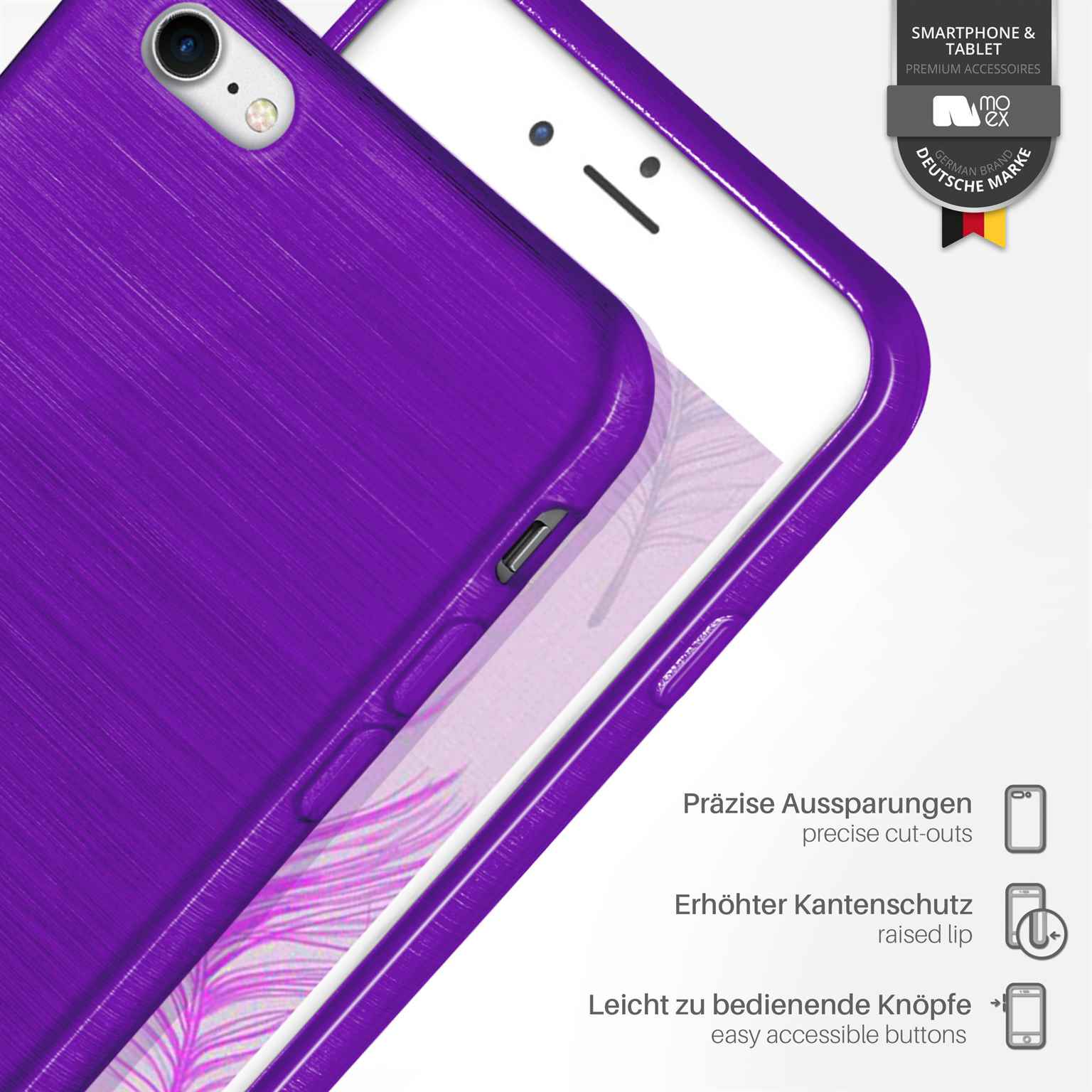 moex Brushed Case für iPhone 8 – Silikon Handyhülle, Backcover in Aluminium Optik – Weiteres Produktbild 3