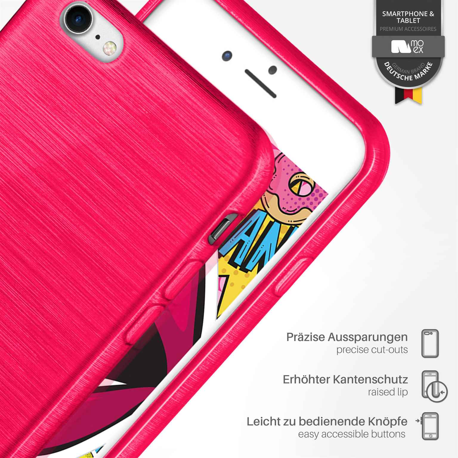 moex Brushed Case für iPhone 8 – Silikon Handyhülle, Backcover in Aluminium Optik – Weiteres Produktbild 3