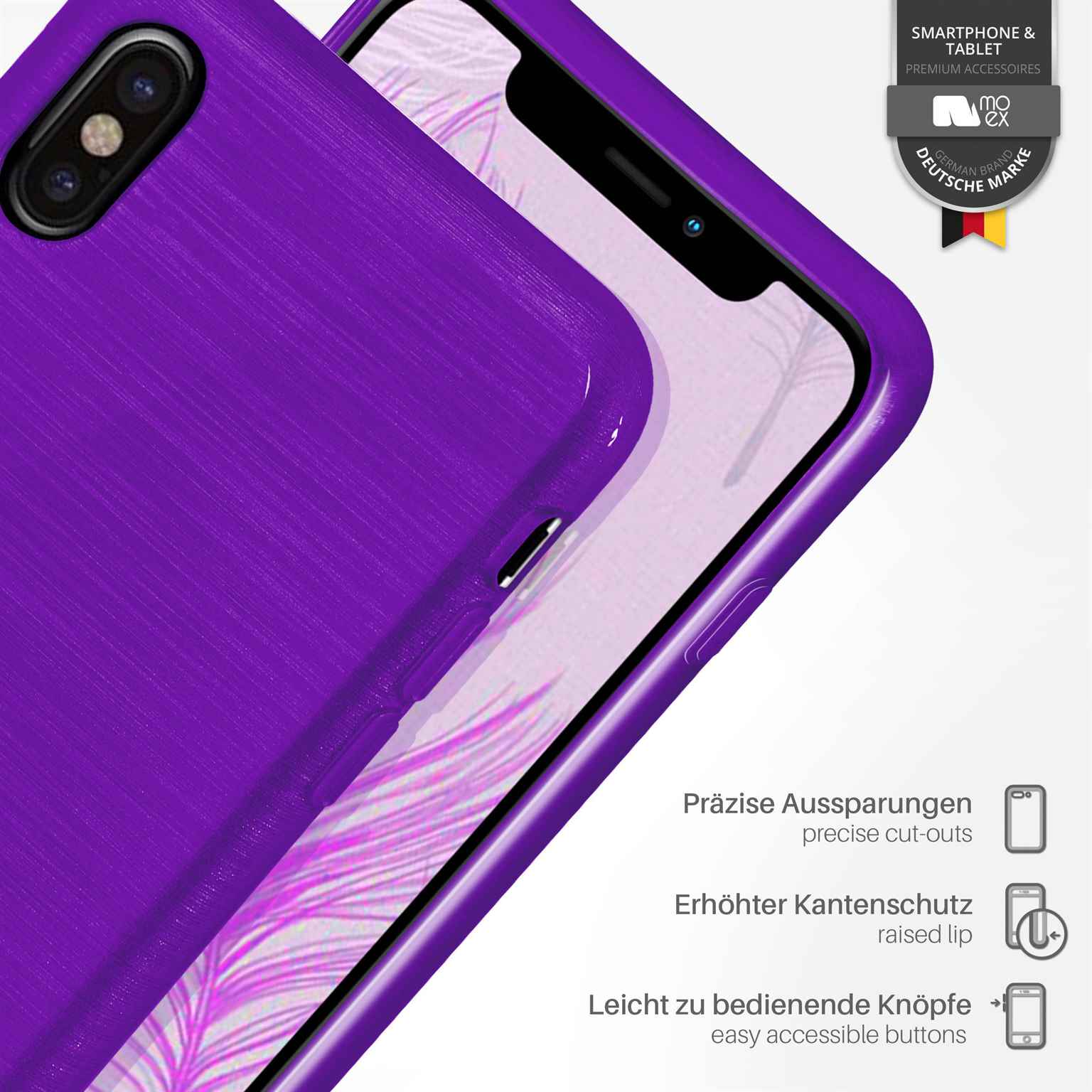 moex Brushed Case für iPhone X – Silikon Handyhülle, Backcover in Aluminium Optik – Weiteres Produktbild 2