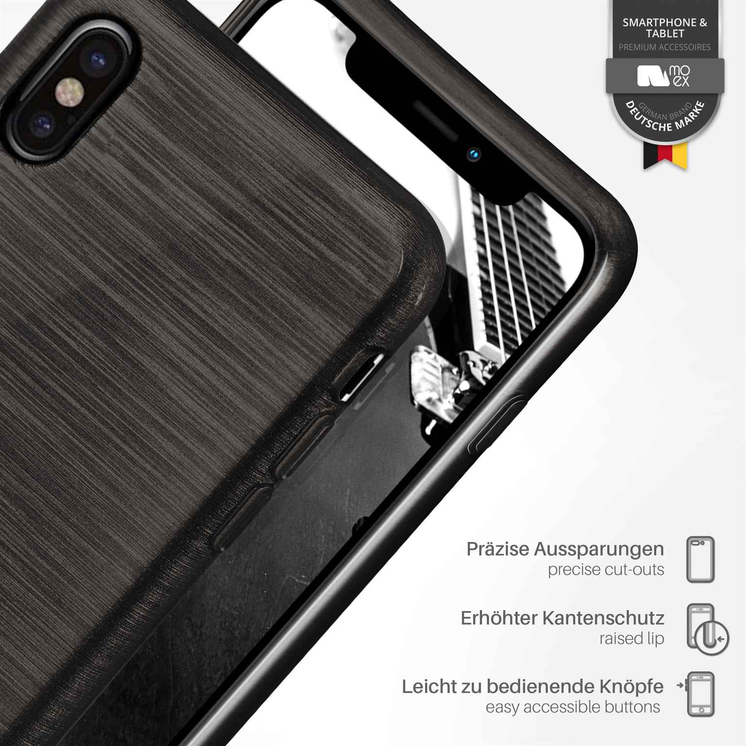 moex Brushed Case für iPhone X – Silikon Handyhülle, Backcover in Aluminium Optik – Weiteres Produktbild 2