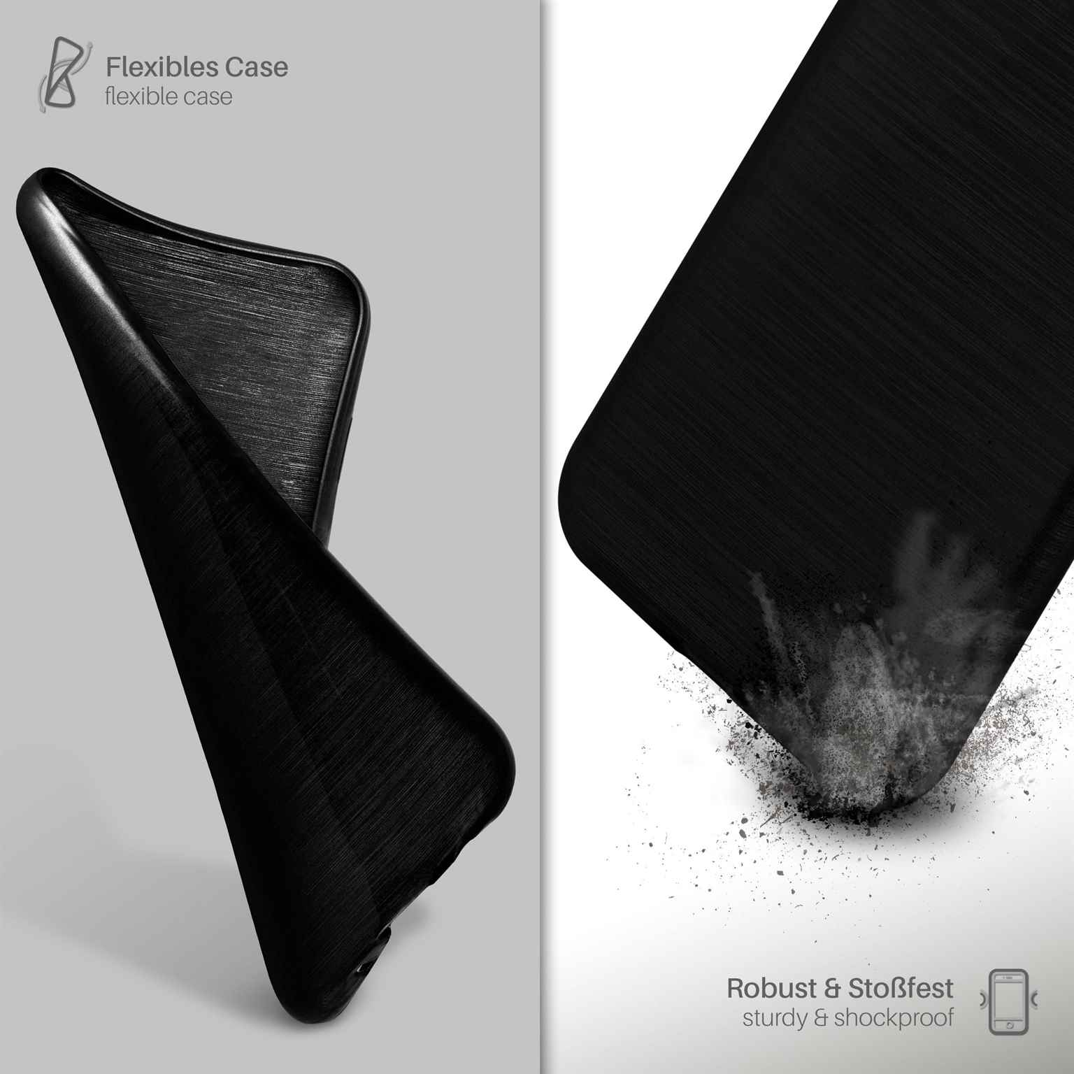moex Brushed Case für iPhone X – Silikon Handyhülle, Backcover in Aluminium Optik – Weiteres Produktbild 3