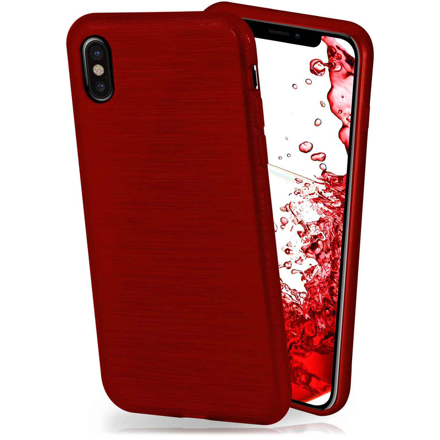 moex Brushed Case für iPhone XS – Silikon Handyhülle, Backcover in Aluminium Optik – Weiteres Produktbild 1