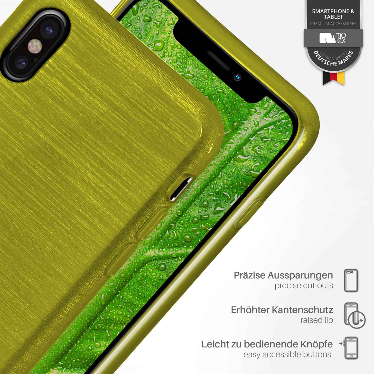 moex Brushed Case für iPhone XS – Silikon Handyhülle, Backcover in Aluminium Optik – Weiteres Produktbild 3