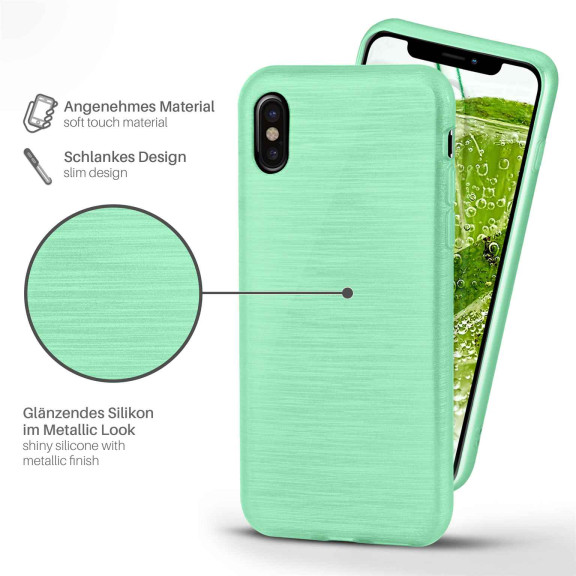 moex Brushed Case für iPhone XS – Silikon Handyhülle, Backcover in Aluminium Optik – Weiteres Produktbild 2