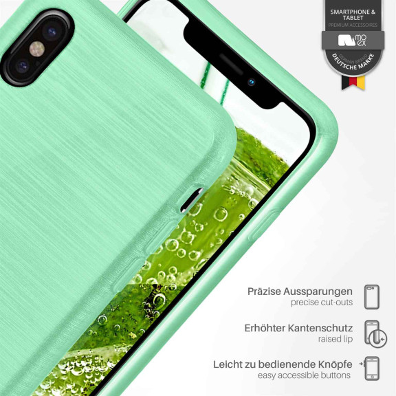 moex Brushed Case für iPhone XS – Silikon Handyhülle, Backcover in Aluminium Optik – Weiteres Produktbild 3