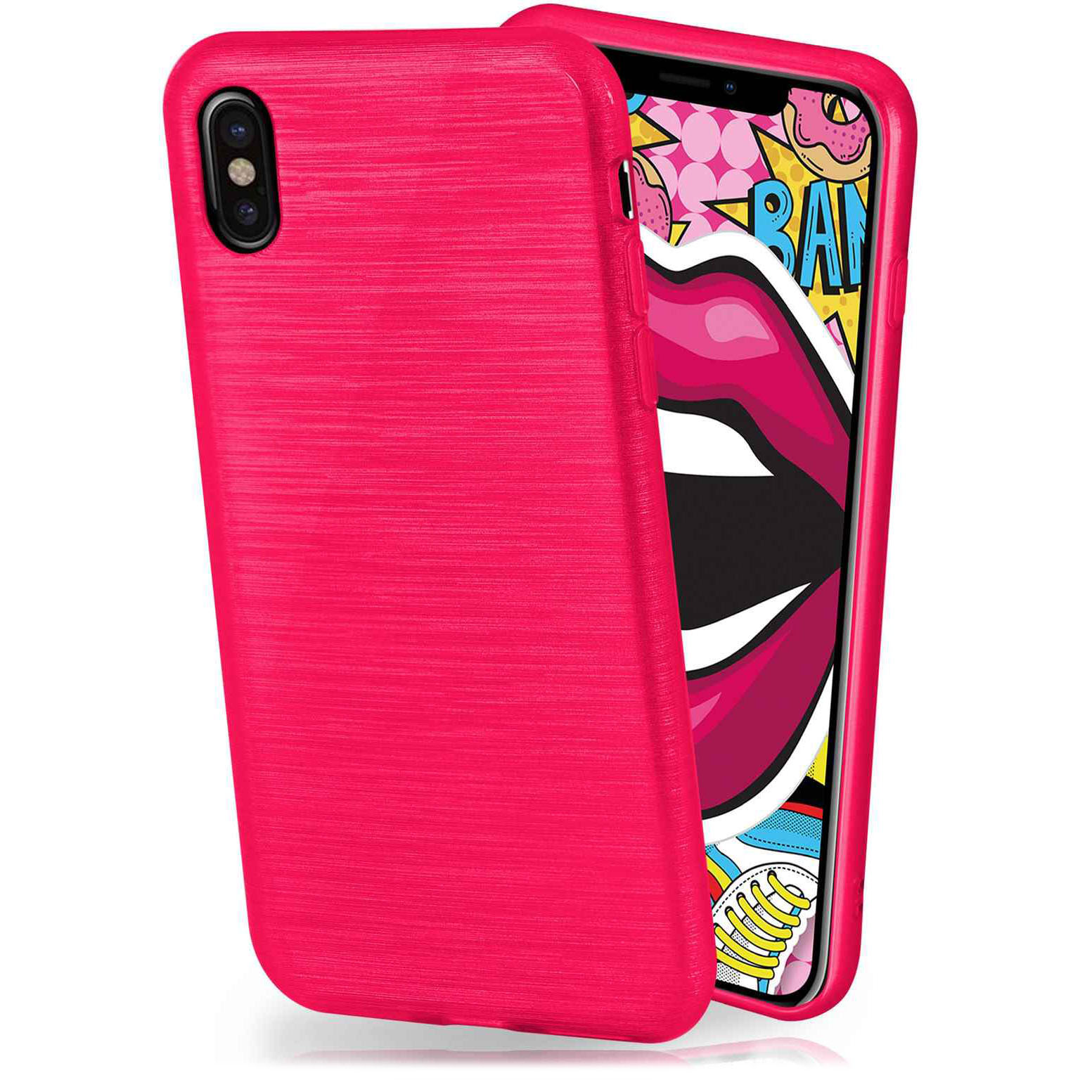 moex Brushed Case für iPhone XS – Silikon Handyhülle, Backcover in Aluminium Optik – Weiteres Produktbild 1