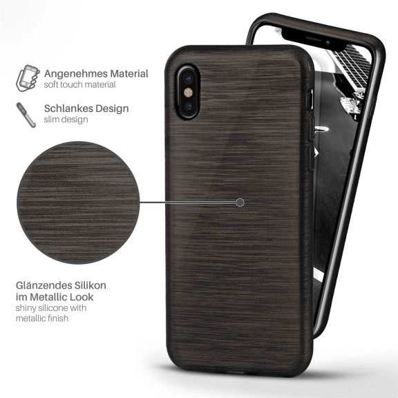 moex Brushed Case für iPhone XS – Silikon Handyhülle, Backcover in Aluminium Optik – Weiteres Produktbild 2 moex Brushed Case für iPhone XS – Silikon Handyhülle, Backcover in Aluminium Optik – Weiteres Produktbild 2
