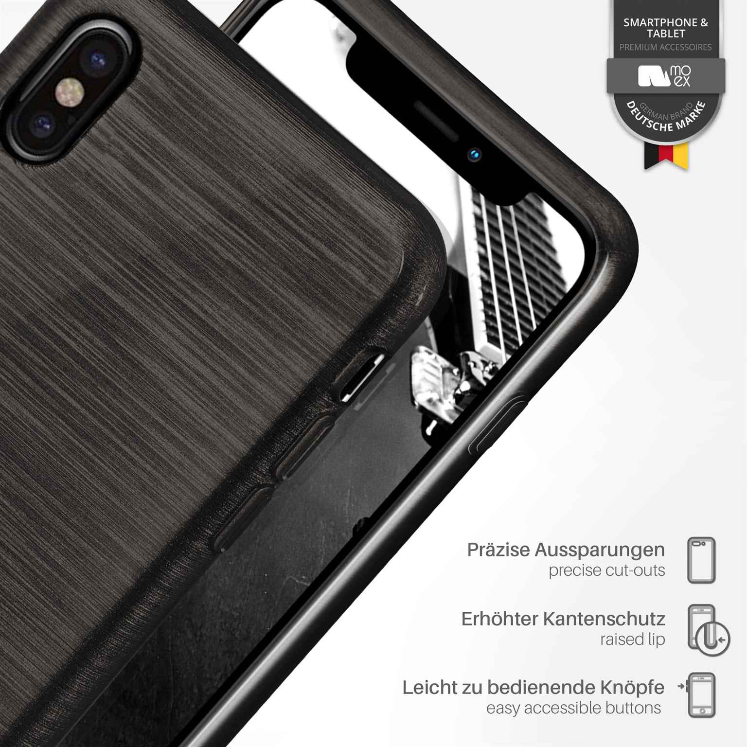 moex Brushed Case für iPhone XS – Silikon Handyhülle, Backcover in Aluminium Optik – Weiteres Produktbild 3 moex Brushed Case für iPhone XS – Silikon Handyhülle, Backcover in Aluminium Optik – Weiteres Produktbild 3