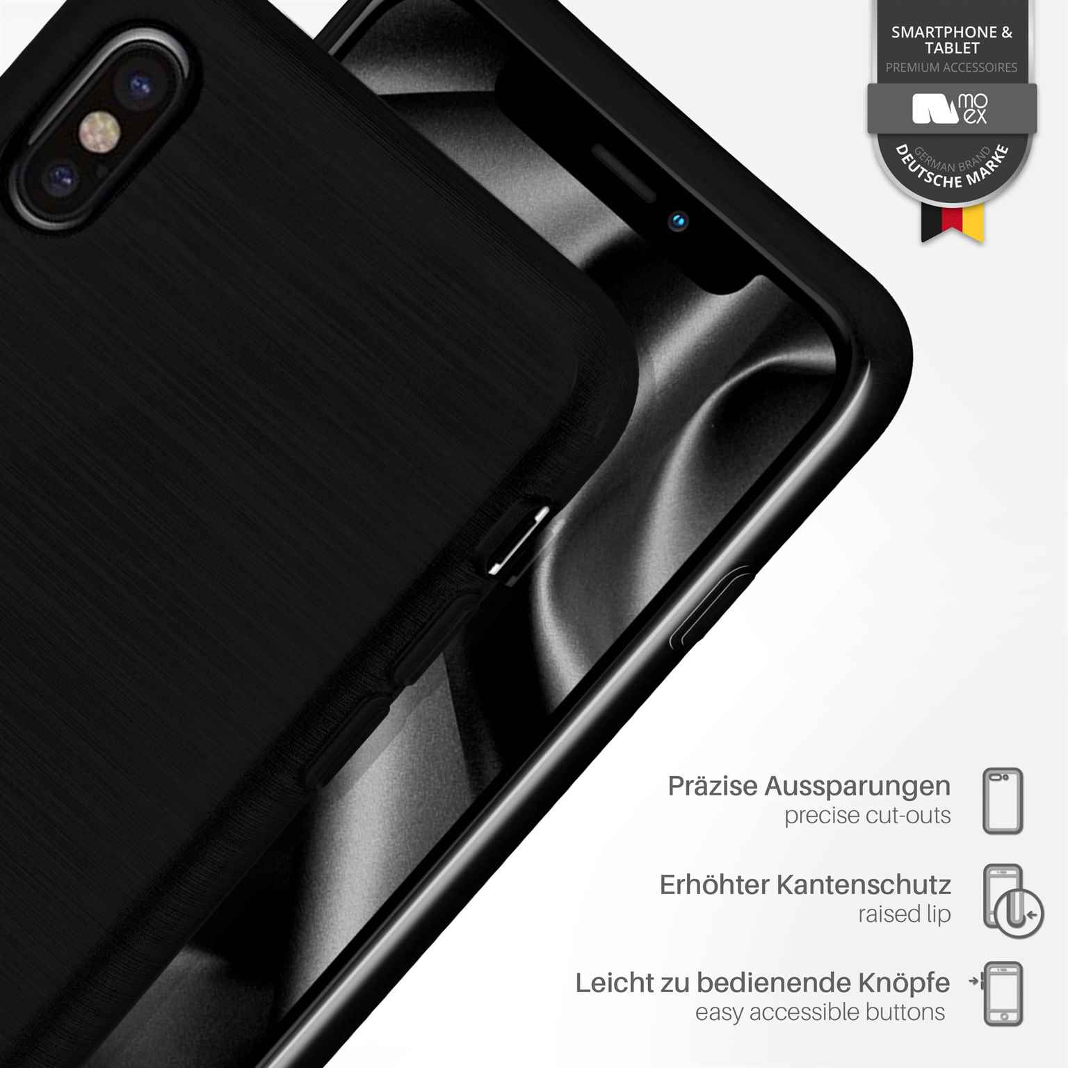 moex Brushed Case für iPhone XS – Silikon Handyhülle, Backcover in Aluminium Optik – Weiteres Produktbild 3