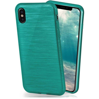 moex Brushed Case für iPhone XS – Silikon Handyhülle, Backcover in Aluminium Optik – Aqua-Cyan moex Brushed Case für iPhone XS – Silikon Handyhülle, Backcover in Aluminium Optik – Aqua-Cyan