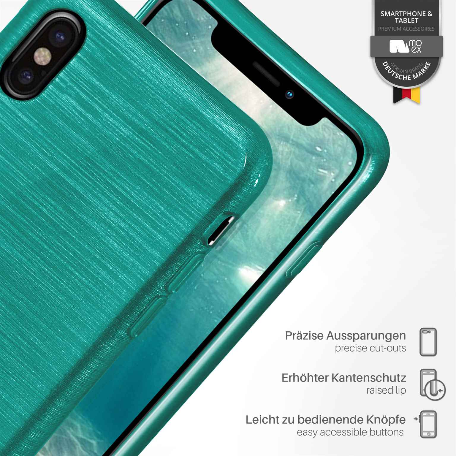 moex Brushed Case für iPhone XS – Silikon Handyhülle, Backcover in Aluminium Optik – Weiteres Produktbild 3