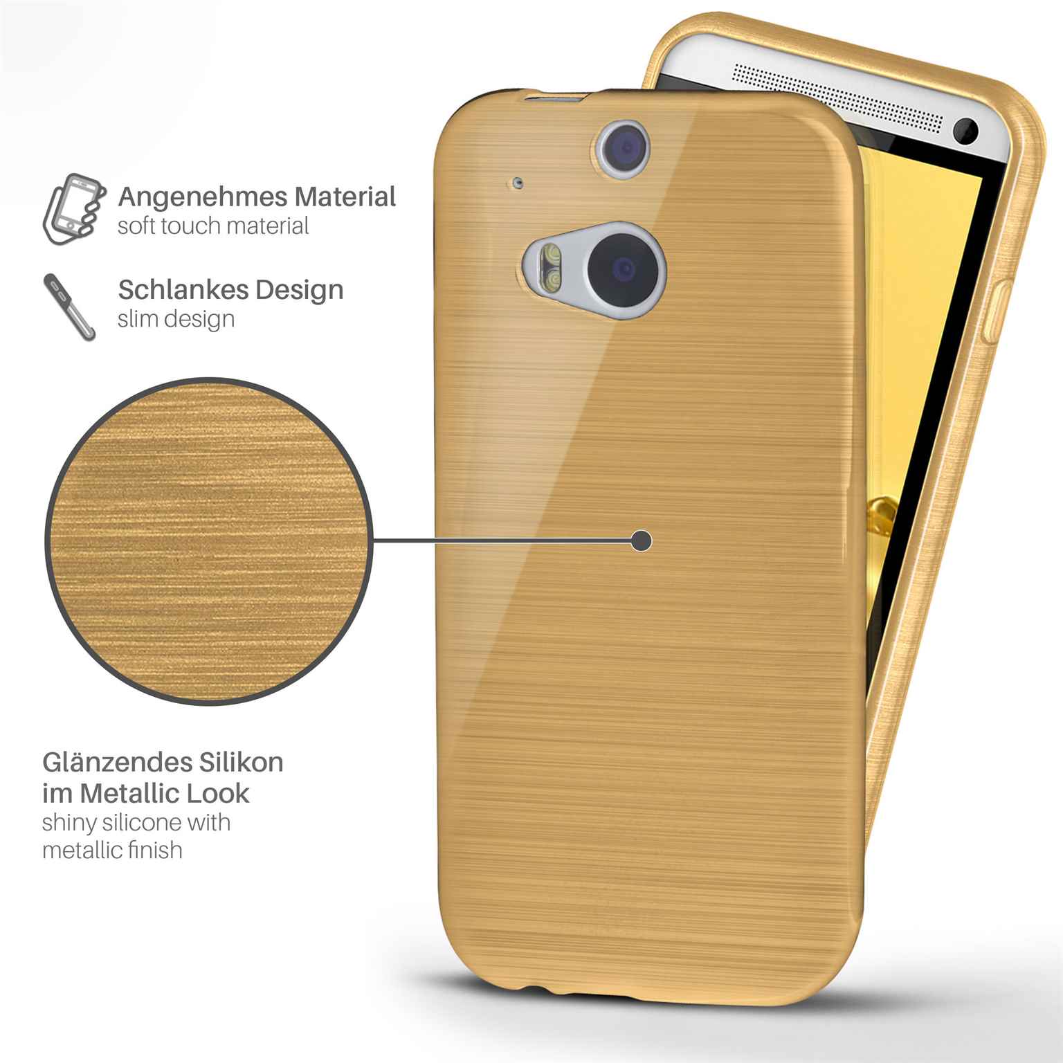 moex Brushed Case für HTC One M8 – Silikon Handyhülle, Backcover in Aluminium Optik – Weiteres Produktbild 1