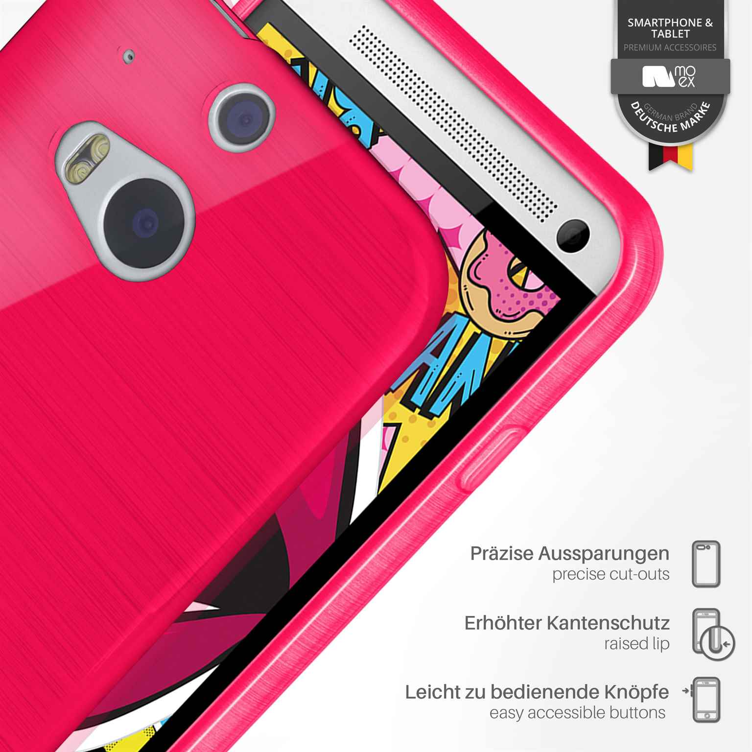 moex Brushed Case für HTC One M8 – Silikon Handyhülle, Backcover in Aluminium Optik – Weiteres Produktbild 2