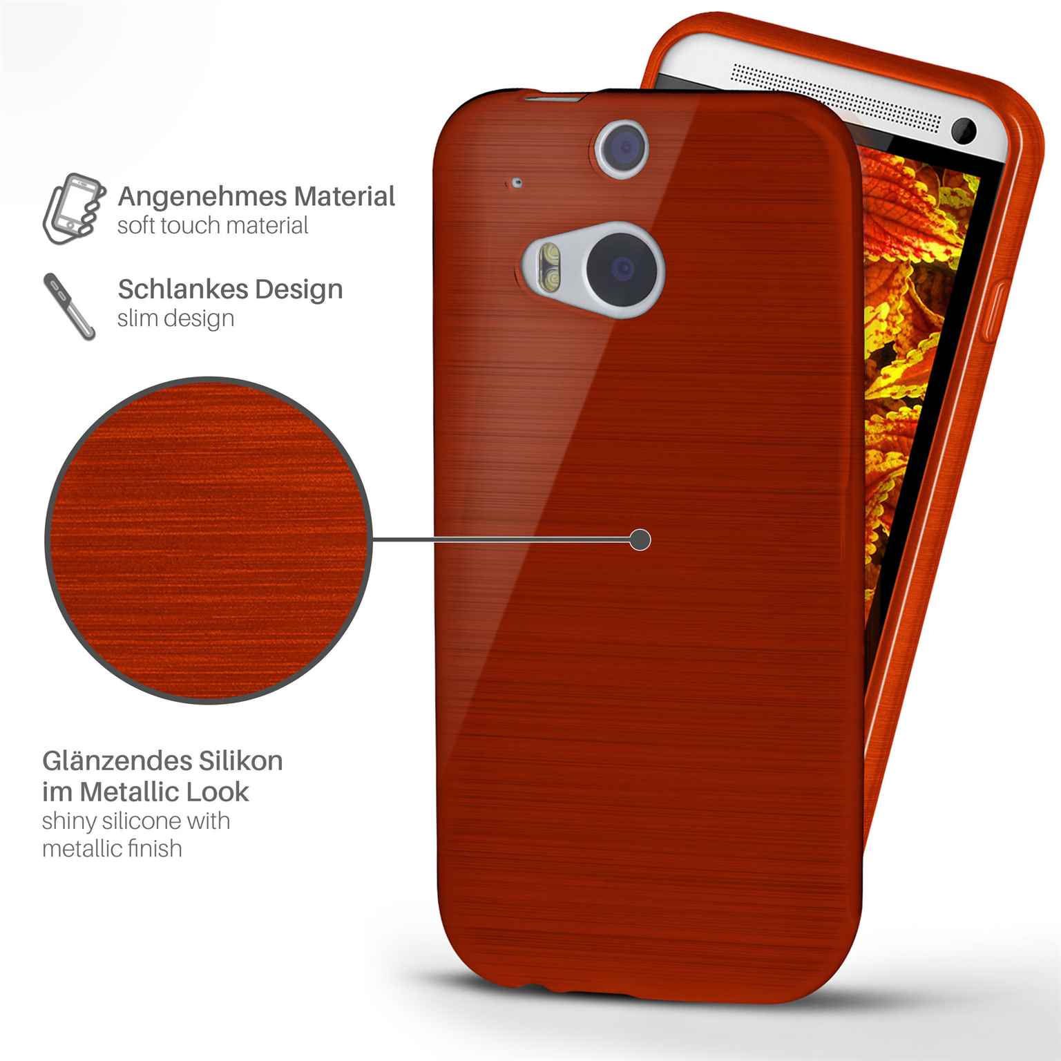 moex Brushed Case für HTC One M8s – Silikon Handyhülle, Backcover in Aluminium Optik – Weiteres Produktbild 1
